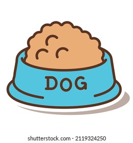 Dog Food In Bowl Vector Cartoon Illustration Isolated On A White Background.