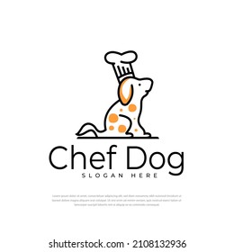 Dog food chef logo facing simple line style, icon, symbol, illustration design template