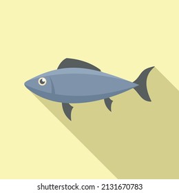 Dog food fish icon flat vector. Animal pet. Feed dish
