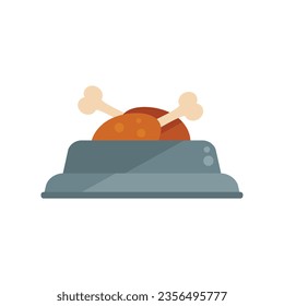 Dog food icon flat vector. Pet bowl. Animal plate isolated