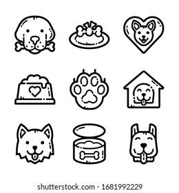 Dog And Dog Food Icon Set