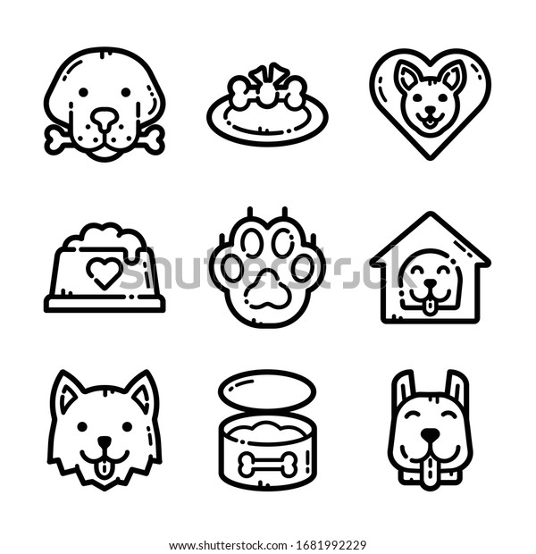 Dog Dog Food Icon Set Stock Vector (Royalty Free) 1681992229