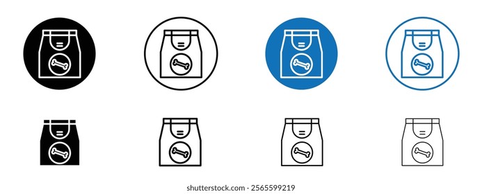 Dog food icons in black and blue colors