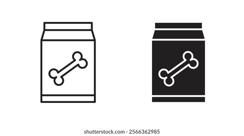 Dog food icons in line stroke and flat versions