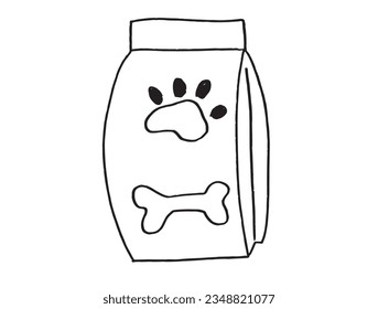 Dog food illustration image. 
Hand drawn image artwork of a dog food. 
Simple cute original logo.
Hand drawn vector illustration for posters, cards, t-shirts.