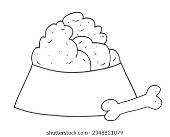 Dog food illustration image. 
Hand drawn image artwork of a dog food. 
Simple cute original logo.
Hand drawn vector illustration for posters, cards, t-shirts.