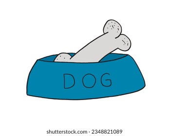 Dog food illustration image. 
Hand drawn image artwork of a dog food. 
Simple cute original logo.
Hand drawn vector illustration for posters, cards, t-shirts.