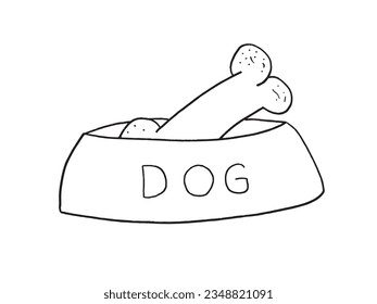 Dog food illustration image. 
Hand drawn image artwork of a dog food. 
Simple cute original logo.
Hand drawn vector illustration for posters, cards, t-shirts.