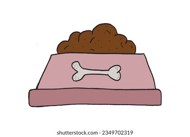 Dog food illustration image. 
Hand drawn image artwork of a dog food. 
Simple cute original logo.
Hand drawn vector illustration for posters, cards, t-shirts.