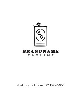 dog food logo cartoon icon design template black modern isolated vector illustration