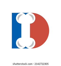 Dog Food Logo with Letter D with a Bone inside a Letter as Negative Space Vector Graphic Logo