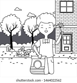 Dog food for mascot and boy cartoon design
