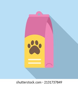 Dog food package icon flat vector. Animal feed. Dish bag