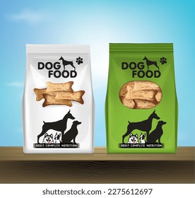 Diseño de embalajes de alimentos para perros.Vector de ilustración