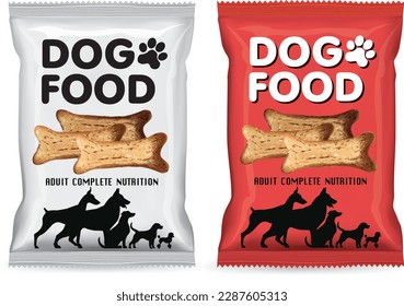 Dog food packaging design.illustration vector