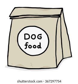 dog food in paper bag / cartoon vector and illustration, hand drawn style, isolated on white background.