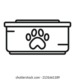 Dog Food Plastic Bowl Icon Outline Vector. Pet Feed. Bone Eat