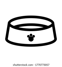 Dog Food Plate. Line Icon With Different Color Background.