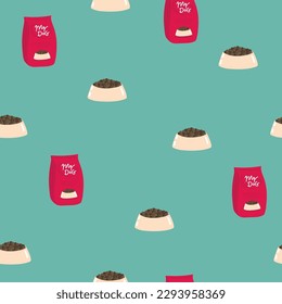 dog food seamless pattern vector illustration hand drawing