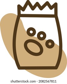 Dog food in small bag, illustration, vector, on a white background.