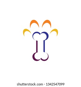 dog foot print and bone logo icon 