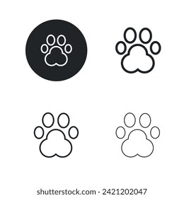 Dog foot print icon. Simple solid round, bold, medium and thin line icon.