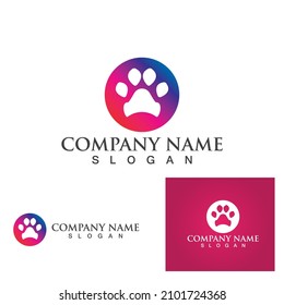 Dog foot print symbol and logo vector