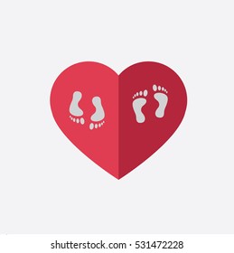 Dog footprint background in the form of heart