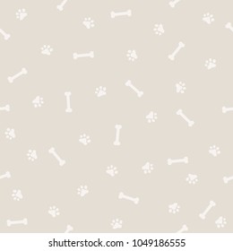 Dog Footprint and Bone Seamless Patter, Background and light color