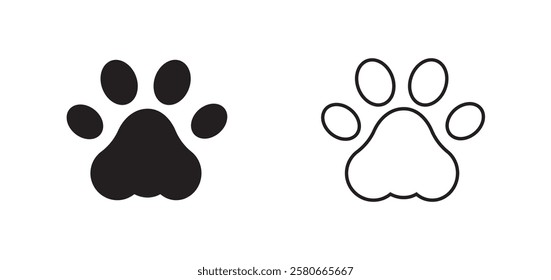 Dog Footprint, Cat Paw Icon Set Design. Paw print vector symbol. Cute Animal Footprint Design.