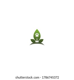 Dog footprint combine leaf logo design concept illustration