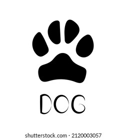 dog footprint. handwritten lettering dog. can be used as an icon or logo. vector illustration