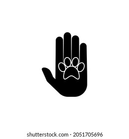Dog footprint and human palm icon charity set