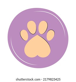 dog footprint label on white backgroun