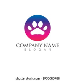 dog footprint logo  illustration template design