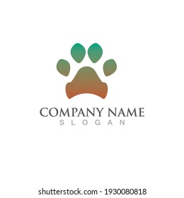 dog footprint logo  illustration template design