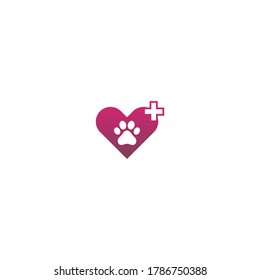 Dog footprint logo love icon design concept illustration