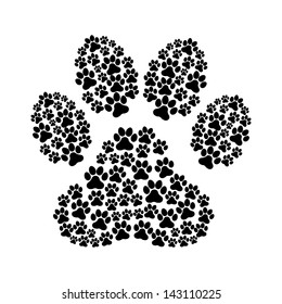 dog footprint over white background vector illustration