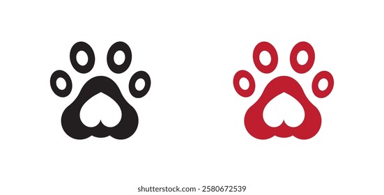 Dog Footprint, Pawprint, Cat Paw Icon Set Design. Paw print vector symbol. Cute Animal Footprint Design. Pawprint, Dog Footprint.