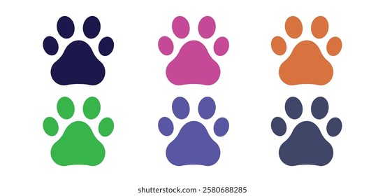Dog Footprint, Pawprint, Cat Paw Icon Set Design. Paw print vector symbol. Cute Animal Footprint Design. Pawprint, Dog Footprint.