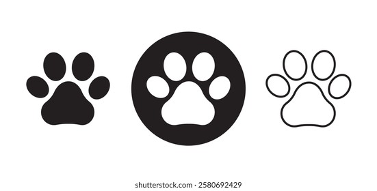 Dog Footprint, Pawprint, Cat Paw Icon Set Design. Paw print vector symbol. Cute Animal Footprint Design. Pawprint, Dog Footprint.