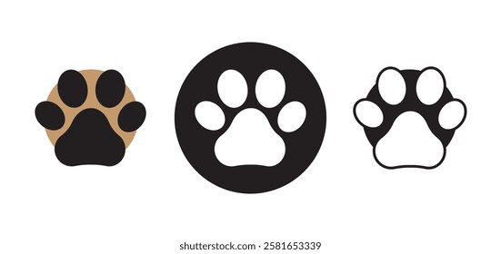 Dog Footprint, Pawprint, Cat Paw Symbol, Icon Set. Paw print vector symbol. Cute Animal Footprint Design. Pawprint, Dog Footprint. Pawprint Logo Design For Web Use.