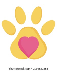 dog footprint with pink heart