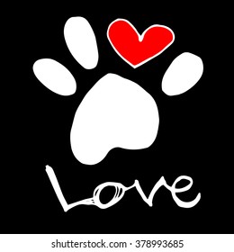 Dog Footprint Print Paw Foot Shape Illustration Pet Animal Heart