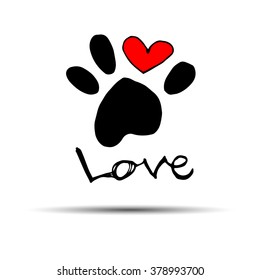 Dog Footprint Print Paw Foot Shape Illustration Pet Animal Heart