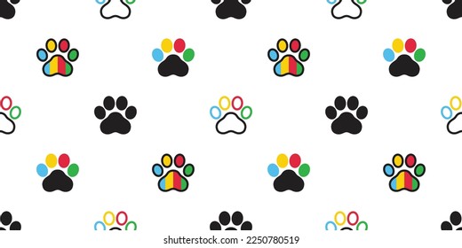 dog footprint seamless pattern paw cat rasta rainbow vector pet puppy breed cartoon doodle tile background repeat wallpaper illustration design isolated