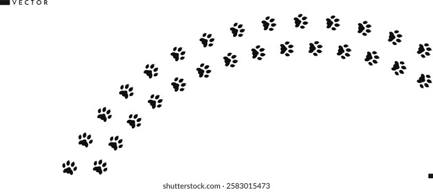 Dog footprint silhouette. Pets footprint vector illustration. Animal track    