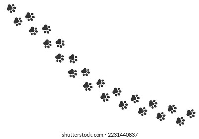 Dog footprint vector way. Cat footprint icon isolated pet silhouette path print.