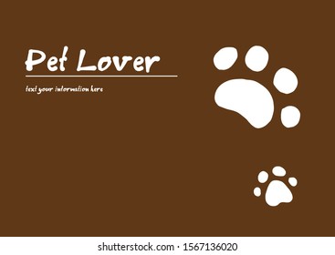 Dog footprints background with text copy space. Pet lover concept.