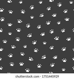 Dog footprints seamless vector hand drawn doodle pattern